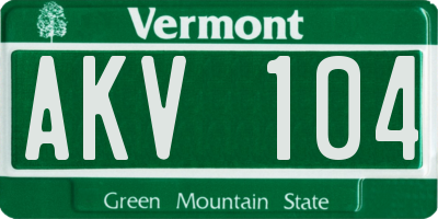 VT license plate AKV104