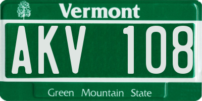 VT license plate AKV108