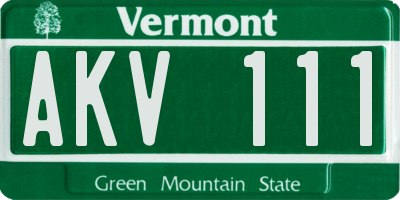 VT license plate AKV111