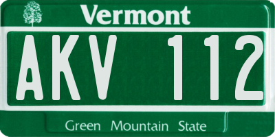 VT license plate AKV112