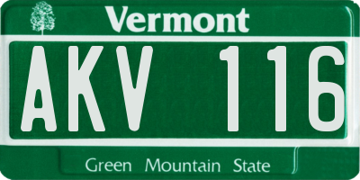 VT license plate AKV116