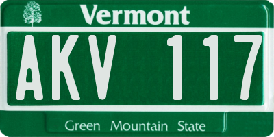 VT license plate AKV117