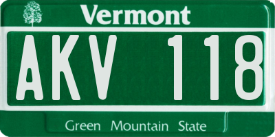 VT license plate AKV118