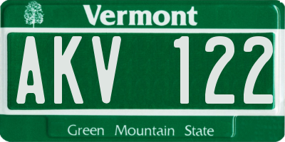 VT license plate AKV122