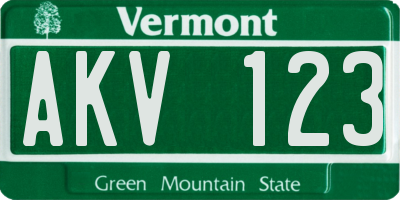VT license plate AKV123