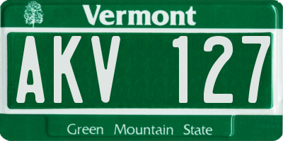VT license plate AKV127