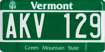 VT license plate AKV129