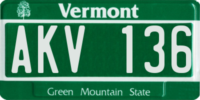 VT license plate AKV136