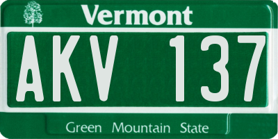 VT license plate AKV137