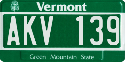 VT license plate AKV139