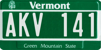 VT license plate AKV141