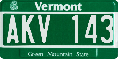 VT license plate AKV143