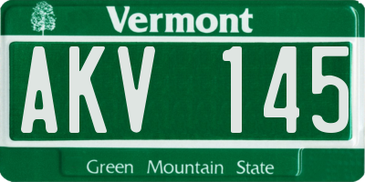 VT license plate AKV145