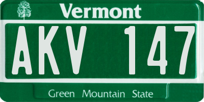 VT license plate AKV147