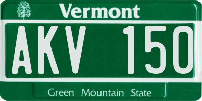 VT license plate AKV150