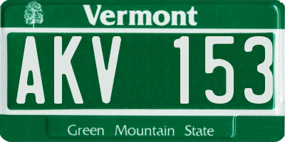 VT license plate AKV153