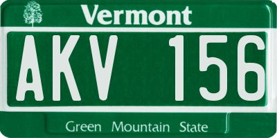VT license plate AKV156