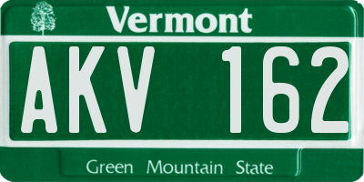 VT license plate AKV162