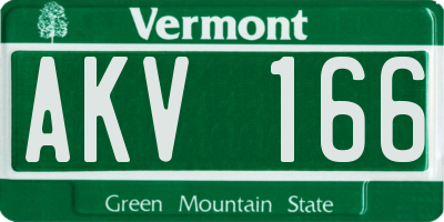 VT license plate AKV166