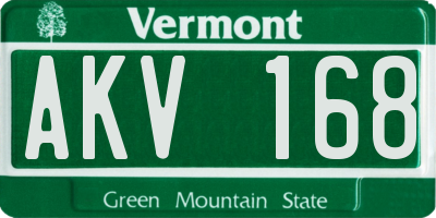 VT license plate AKV168