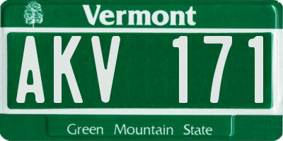 VT license plate AKV171