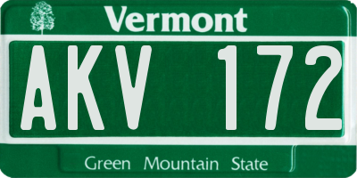 VT license plate AKV172