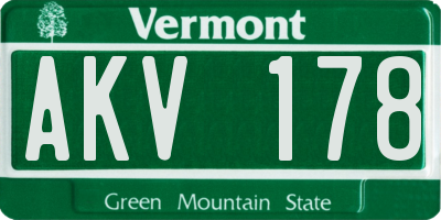 VT license plate AKV178