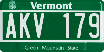 VT license plate AKV179