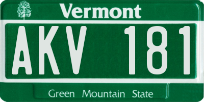 VT license plate AKV181