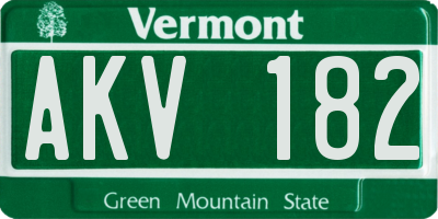 VT license plate AKV182