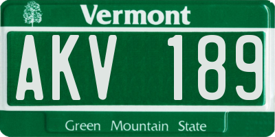 VT license plate AKV189