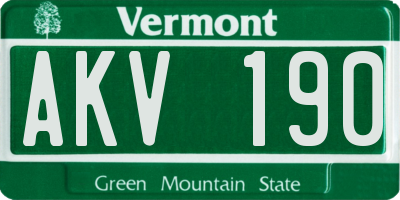 VT license plate AKV190