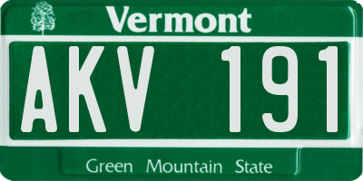 VT license plate AKV191