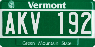 VT license plate AKV192