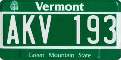 VT license plate AKV193