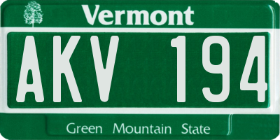 VT license plate AKV194