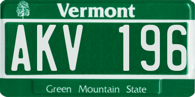 VT license plate AKV196