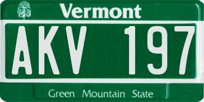 VT license plate AKV197
