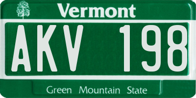 VT license plate AKV198
