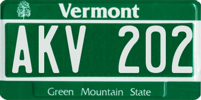 VT license plate AKV202
