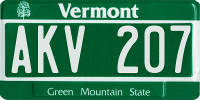 VT license plate AKV207