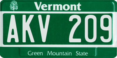 VT license plate AKV209