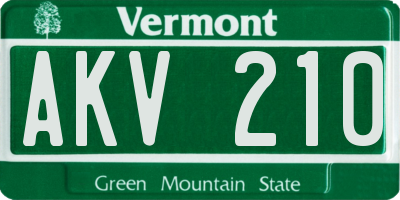 VT license plate AKV210