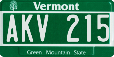 VT license plate AKV215