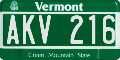 VT license plate AKV216