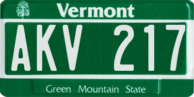 VT license plate AKV217