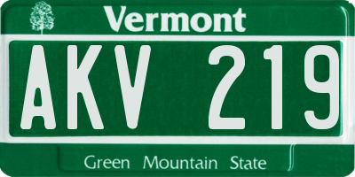 VT license plate AKV219
