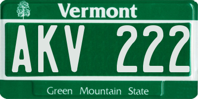 VT license plate AKV222