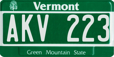 VT license plate AKV223