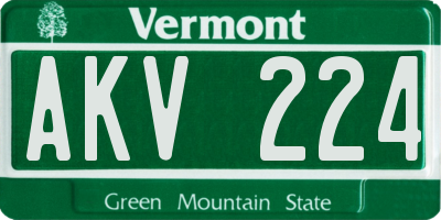VT license plate AKV224